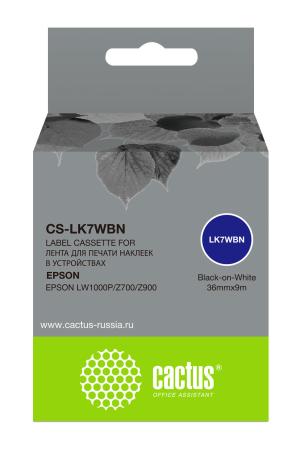Картридж ленточный Cactus CS-LK7WBN черный для Epson LW1000P/Z700/Z900