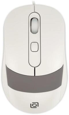 Мышь Oklick 310M, оптическая, проводная, USB, белый и серый [1869103]