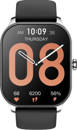 Смарт-часы AMAZFIT Pop 3S A2318,  1.96",  серебристый / черный [1746287]