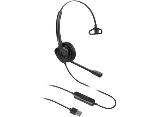 Fanvil HT301-U USB Headset, Leather cushions, 260° bendable boom arm, Dual Color LED Indicator, Supports ENC technology Noise Cancellation, Mono Headset