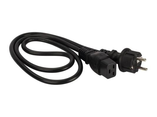 Шнур питания C19-Schuko прямая, 3х1.5, 220В, 16А, черный, 1 метр