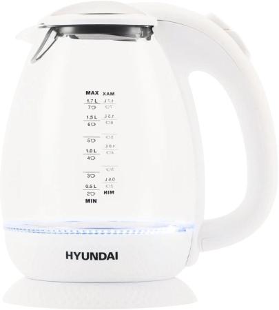 Чайник электрический Hyundai HYK-G3805, 2200Вт, белый и прозрачный