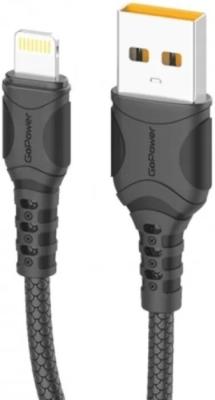 Кабель GoPower GP06L USB (m)-Lightning (m) 1.0м 2.4A ПВХ черный (1/200/800)