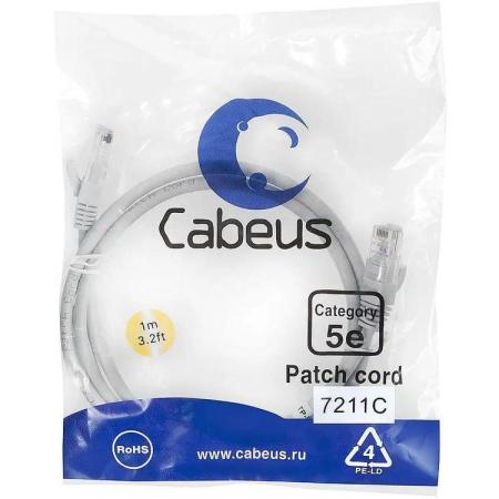 Cabeus PC-UTP-RJ45-Cat.5e-1m Патч-корд U/UTP, категория 5е, 2xRJ45/8p8c, неэкранированный, серый, PVC, 1м