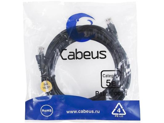 Cabeus PC-UTP-RJ45-Cat.5e-5m-BK-LSZH Патч-корд U/UTP, категория 5е, 2xRJ45/8p8c, неэкранированный, черный, LSZH, 5м
