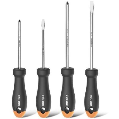 Набор отверток &quot;Home Series Gray&quot; Deli HT1004C 4шт  SL5x100+SL6x150+PH1x100+PH2x150, эксклюзивный дизайн, рукоятка из высококачественного софттач пластика