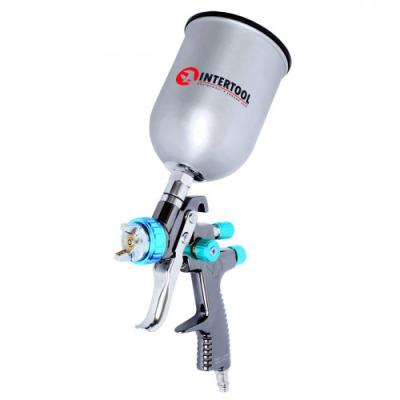 INTERTOOL Краскопульт пневматический LVLP BLUE , форсунка 1.4мм, бачок 600мл., 1.5бар PT-0133