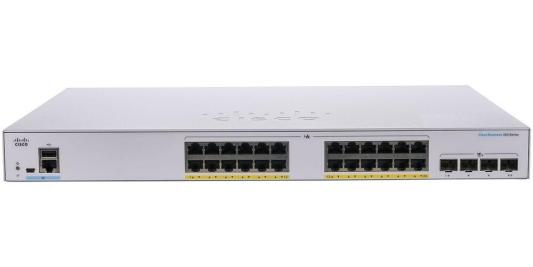 CBS350 24x10/100/1000 PoE+ ports 195W power budget, 4x 1Gb SFP uplink, Fanless, Mounting Kit, CBS350-24P-4G