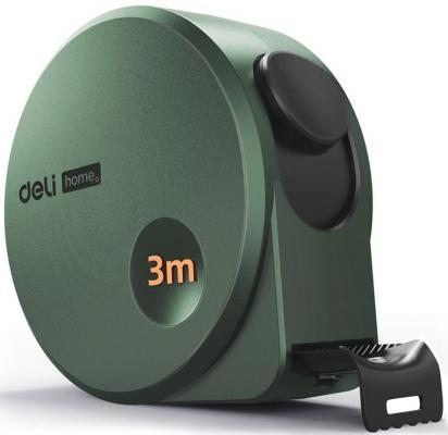 Рулетка "Home Series Green" Deli HT8316L  3м х 16мм, эксклюзивный дизайн, корпус - высококачественный софттач пластик