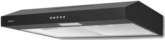 Подвесная вытяжка,60 см,механический контроль,3 скорости работы,производительность 390 м3/ч,LED освещение,3-х слойный аллюминивый фильтр,черный,595x480x100 мм
