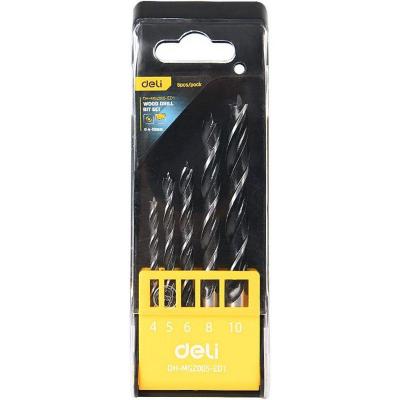 Набор сверл по дереву 5 шт (4/5/6/8/10 мм) Deli DH-MGZ005-ED1 сталь 45#, пласт.кейс