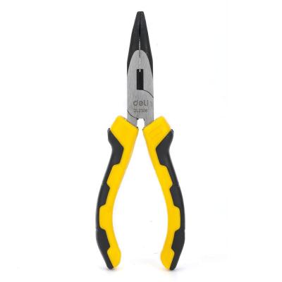 Удлиненные плоскогубцы с изогнутыми губками Deli DL2306  160мм, угол загиба губок 30°, сталь CrV, двухкомпонентная ручка