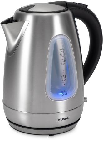 Чайник электрический Hyundai HYK-S7407 1.7л. 2200Вт серебристый матовый/черный (корпус: нержавеющая сталь)