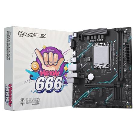 Материнская плата Maxsun <MS-H610M 666 WIFI6 D5> LGA1700 <H610> 1*PCIEx16, 1*PCIEx1, 1*M.2 , 4*SATA3, VGA+HDMI, mATX, 2*DDR5