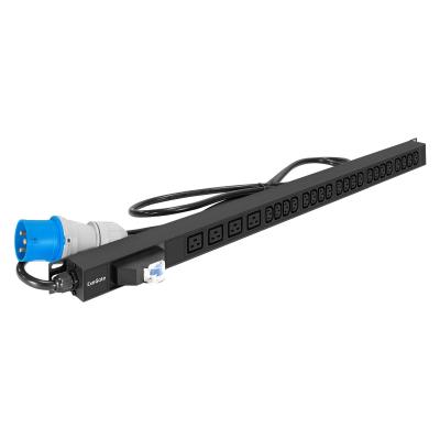 Блок розеток вертикальный ExeGate ServerPro PDU-V420 Al-20C134C19-IEC309-32A-1P (19", 1U, Алюминий, 20 IEC 320 C13, 4 IEC 320 C19, IEC 60309 32A (2P+E), VDE-250V-32A-3*4mm2, 2.8 метра, автомат защиты, черный, RTL)