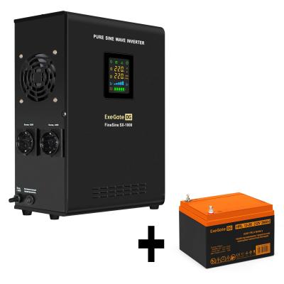 Комплект ИБП EX295997RUS + батарея 26Aч EX285663RUS 1шт (инвертор, синус, для котла, настенный) ExeGate FineSine SX-1000.LCD.AVR.2SH <1000VA/600W, чистая синусоида, цветной LCD-дисплей, AVR, 2*Schuko, линейно-интерактивный, крепление настенное/универсальное, Black> + батарея ExeGate HRL 12-26 (12В, 26Ач) 1шт