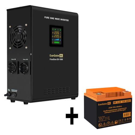 Комплект ИБП Exegate FineSine SX-1000.LCD.AVR.2SH 1000VA