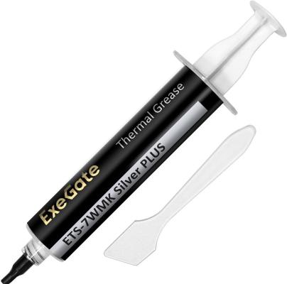 Термопаста ExeGate ETS-7WMK Silver PLUS (7,2 Вт/(м•К), 15г, шприц с лопаткой)