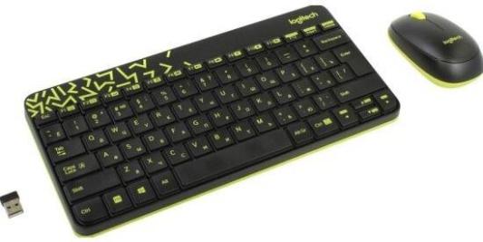 Комплект беспроводной клавиатура+мышь Logitech MK240 Black/Yellow (920-008198)