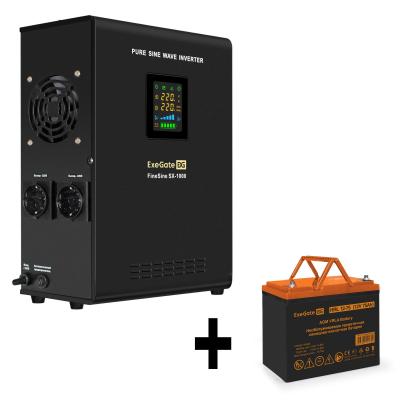 Комплект ИБП EX295997RUS + батарея 75Aч EX285653RUS 1шт (инвертор, синус, для котла, настенный) ExeGate FineSine SX-1000.LCD.AVR.2SH <1000VA/600W, чистая синусоида, цветной LCD-дисплей, AVR, 2*Schuko, линейно-интерактивный, крепление настенное/универсальное, Black> + батарея ExeGate HRL 12-75 (12В, 75Ач) 1шт