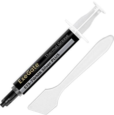 Термопаста ExeGate ETS-7WMK Silver PLUS (7,2 Вт/(м•К), 1.5г, шприц с лопаткой)
