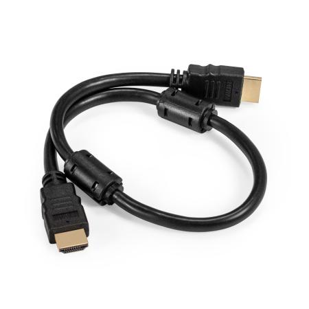 Кабель HDMI ExeGate EX-CC-HDMI2-0.5F (19M/19M, v2.0, 0,5м, 4K UHD, Ethernet, ферритовые кольца, позолоченные контакты)