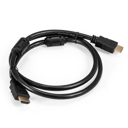 Кабель HDMI ExeGate EX-CC-HDMI2-1.0F (19M/19M, v2.0, 1м, 4K UHD, Ethernet, ферритовые кольца, позолоченные контакты)