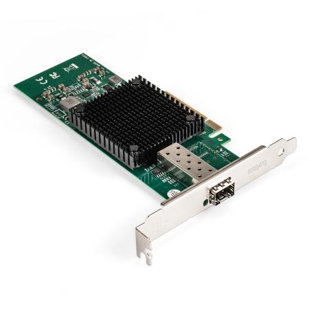 Сетевой адаптер ExeGate EXE-X520-DA1 (PCI-E x8 v3.0, порты 1xSFP+ 10Gb/s (10/5/2.5/1Gb/s, 100Mb/s), Server NIC Intel Chipset JL82599EN)