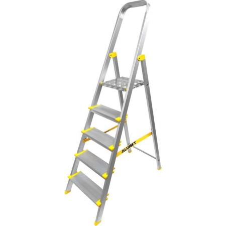 Алюмет Стремянка алюминиевая профессиональная, анодированная, ширина ступени 130 мм. 5 ст. АS705