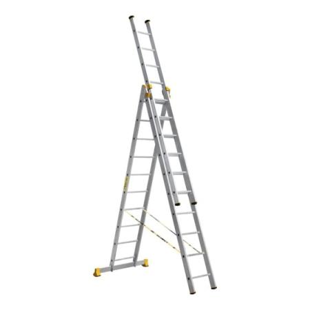 Алюмет Алюминиевая трехсекционная профессиональная лестница P3 9310