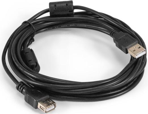 Удлинитель USB 2.0 ExeGate EX-CCF-USB2-AMAF-4.5F (Am/Af, позолоченные контакты, ферритовые кольца, 4,5м)