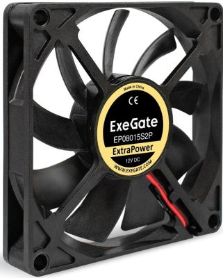 Вентилятор 12В DC ExeGate ExtraPower EP08015S2P (80x80x15 мм, Sleeve bearing (подшипник скольжения), 2pin, 2500RPM, 25.5dBA)