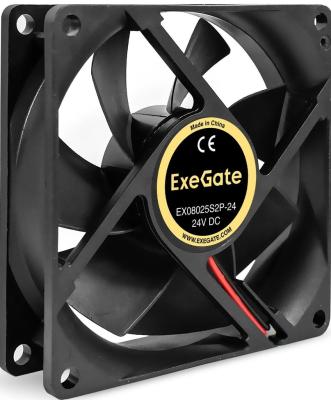 Вентилятор 24B DC ExeGate EX08025S2P-24 (80x80x25 мм, Sleeve bearing (подшипник скольжения), 2pin, 2800RPM, 28dBA)