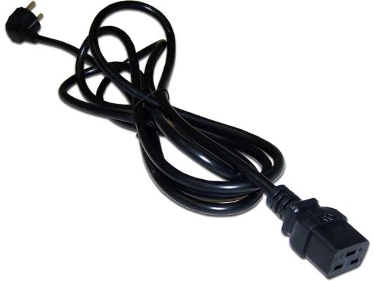 Шнур питания C19-Schuko угловая, 3х1.5, 220В, 16А, черный, 1 метр