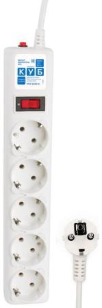 PowerCube Фильтр-удлинитель 0.5м, 5 розеток 10А (SPG-B-0,5M-WHITE), белый {13560}