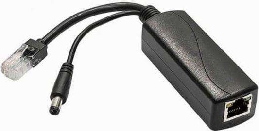 PoE-сплиттер Fast Ethernet. Соответствует стандартам PoE IEEE 802.3af. Предназначен для питания оконечных сетевых устройств, не поддерживающих PoE. Порты: вх. - RJ45(10/100 Base-T, IEEE 802.3af), вых. - кабель RJ45(10/100 Base-T)/штекер 5.5x2.1мм. Входное напряжение: DC36-57V. Выходное напряжение: DC12V/1A Встроенная грозозащита - 4kV. Размеры (ШхВхГ): 80x31x26мм. Длина кабеля - 17см. Рабочая температура 0...+40°C.