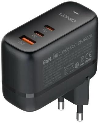 PERFEO LD_C3473  LDNIO Q366/ Сетевое ЗУ GaN + Кабель PD/ PD+PPS+SCP+QC 4+/ 3 USB/  Выход: 3.3-20V, max 65W/ Black