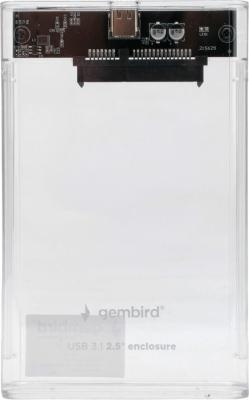 Gembird EE2-U3S-7 Внешний корпус USB 3.0 для 2.5" HDD/SSD порт Type-С, SATA III, пластик, прозрачный