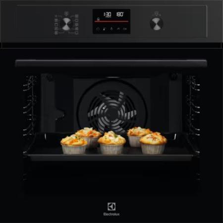 Встраиваемые электрические духовки ELECTROLUX/ Электрический духовой шкаф  с конвекцией, приготовление на пару, объем 72 л, автопрограммы, очистка пиролитическая, 3 стекла в дверце, направляющие проволочные + телескопические (1 уровень), термощуп