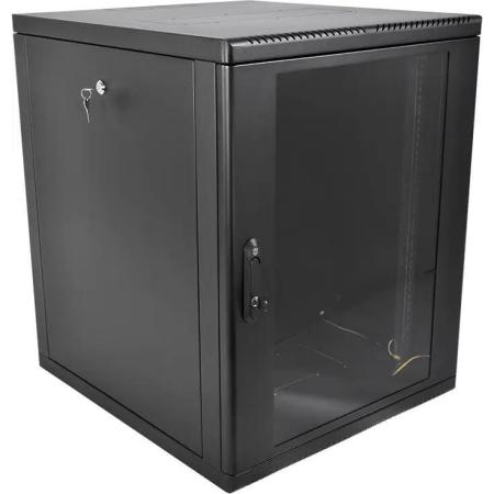 ЦМО Шкаф телекоммуникационный настенный разборный 12U (600 x 650) съемные стенки, дверь стекло, цвет черный (ШРН-М-12.650-9005)