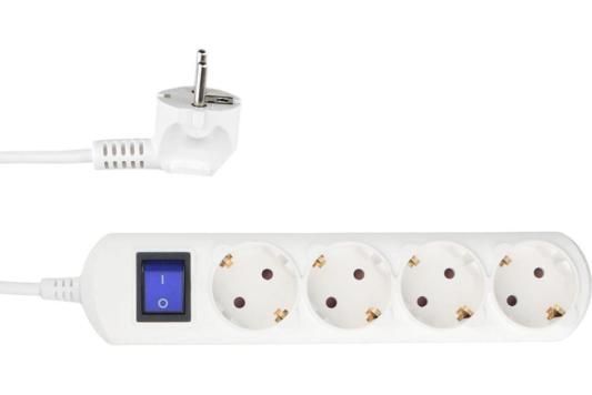 Power Cube Бытовой удлинитель, 4р с/з выкл., 3500 вт, 16 а, 5 м 3x1,50 (белый), PC-5B-5M
