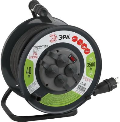 ЭРА Удлинитель силовойRMx-4es-3x2.5-40m-IP44(KG) на металлической катушке c заземлением 4 розетки 40м КГ 3х2.5мм2, Б0043059