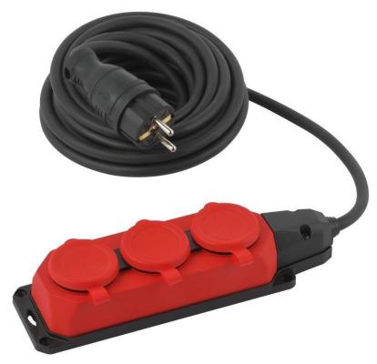 ЭРА Удлинитель силовой UK3e3x1,55mIP44(KG) с заземлением 3 розетки каучук 5м КГ 3x1,5мм2 IP44 Б0057579