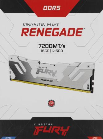 Оперативная память для компьютера Kingston Fury Renegade White DIMM 16Gb DDR5 7200 MHz KF572C38RW-16