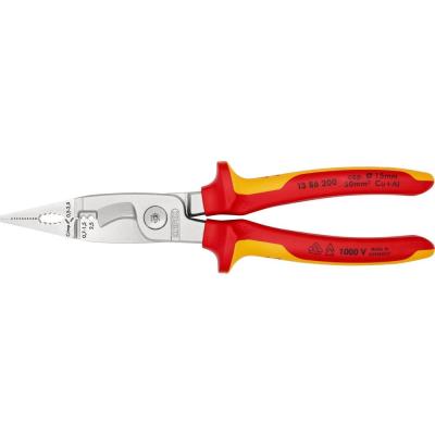 Knipex Клещи электромонтажные VDE, 6-в-1, 200 мм, диэлектрические, хром, 2К ручки, KN-1386200SB