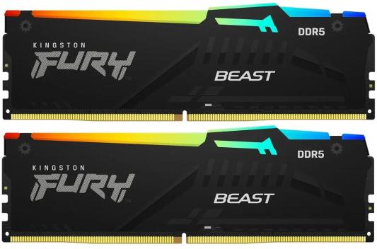 Оперативная память для компьютера Kingston Fury Beast RGB DIMM 64Gb DDR5 5600 MHz KF556C36BBEAK2-64