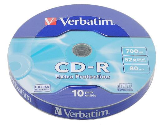 Диски CD-R 80min 700Mb Verbatim  52x Shrink/10  43725