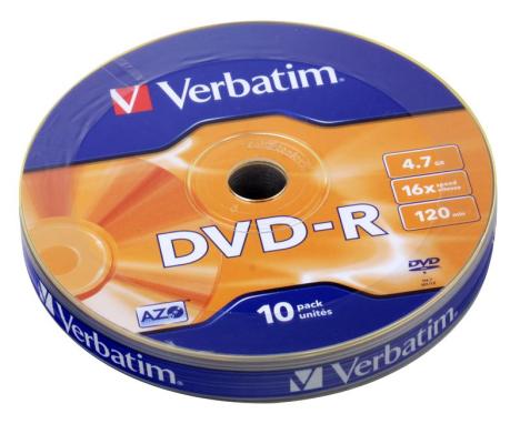 Диск DVD-R 4.7Gb Verbatim 16x Shrink/10  43729