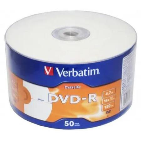 Диски DVD-R Verbatim DataLife Inkjet Printable 16x 4.7Gb Bulk 50шт 43793