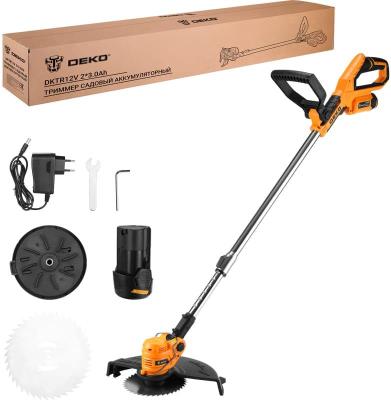 Триммер электрический Deko DKTR12V Max аккум. неразбор.штан. реж.эл.:леска/нож